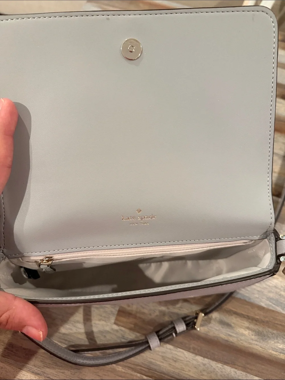 kate spade Two-Tone Pebbled Leather Crossbody - Gray & Cream